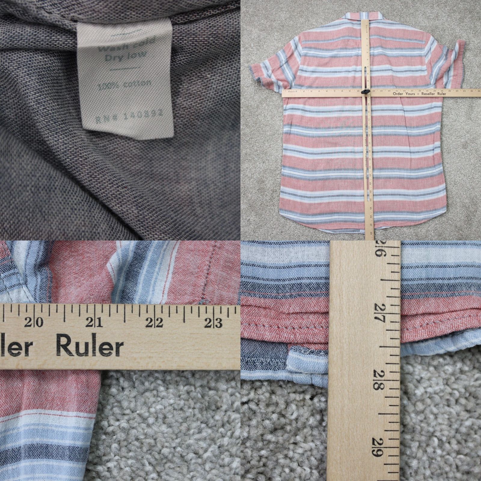 Marine Layer Marine Layer Shirt Mens M Red/Blue Striped 100% Cotton S/S Button-Down Size US M / EU 48-50 / 2 - 8 Thumbnail