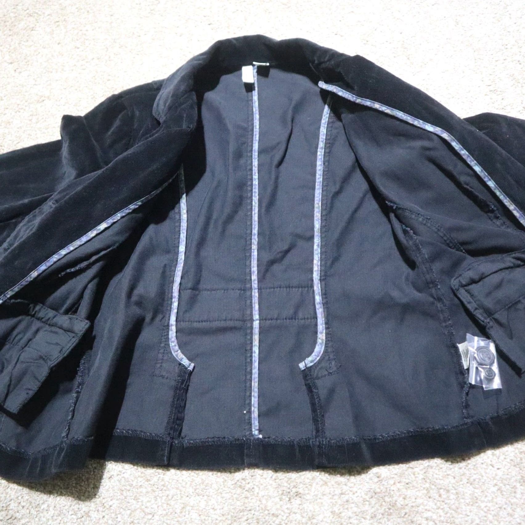 Vintage St Johns Bay Jacket Women's PM Petite Medium Corduroy Black 3 Buttons 2 Pockets Coat Size M / US 6-8 / IT 42-44 - 5 Thumbnail