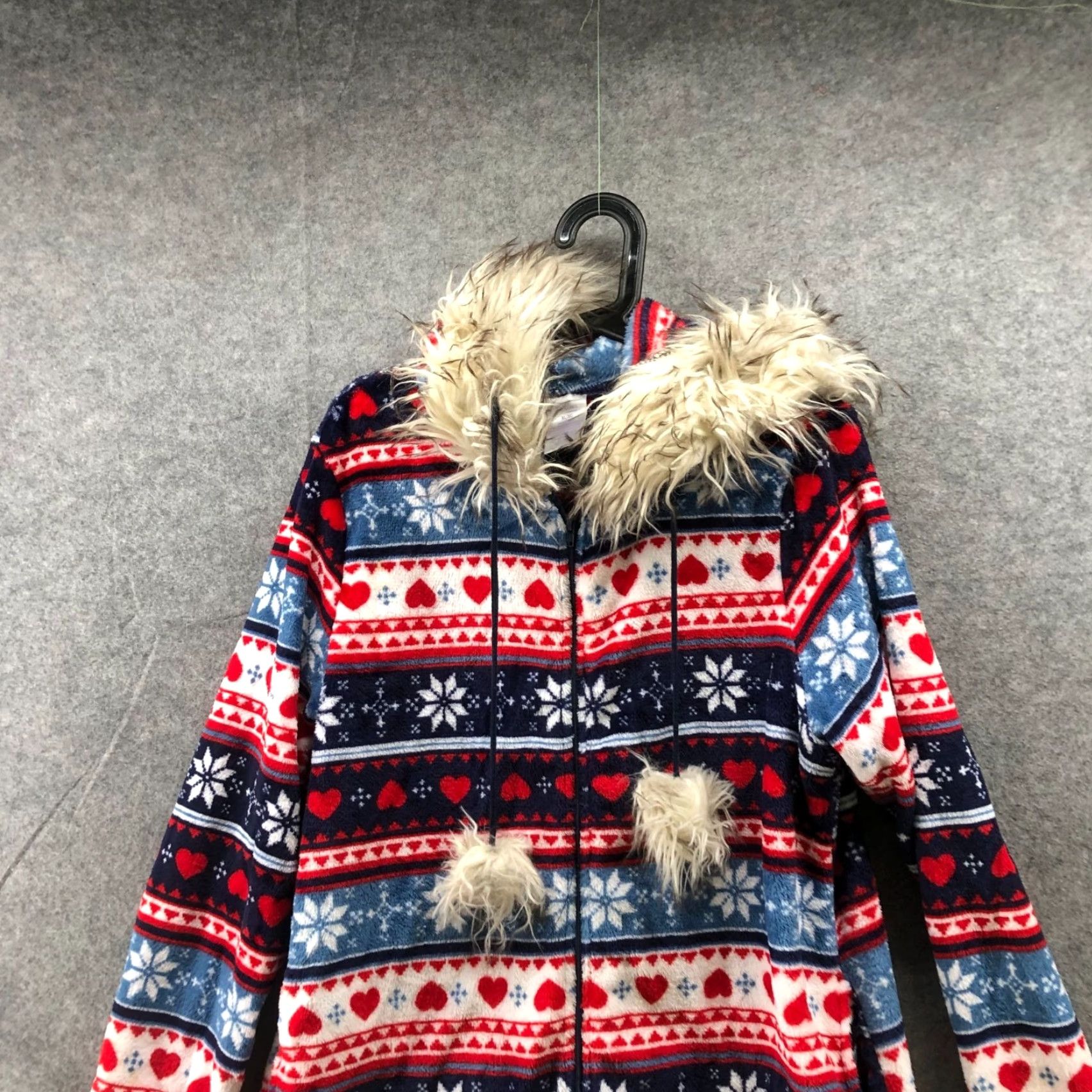 Vintage Secret Treasures Union Suit Pajamas Womens XL Fleece Hooded Fair Isle Plush Size XL / US 12-14 / IT 48-50 - 3 Thumbnail