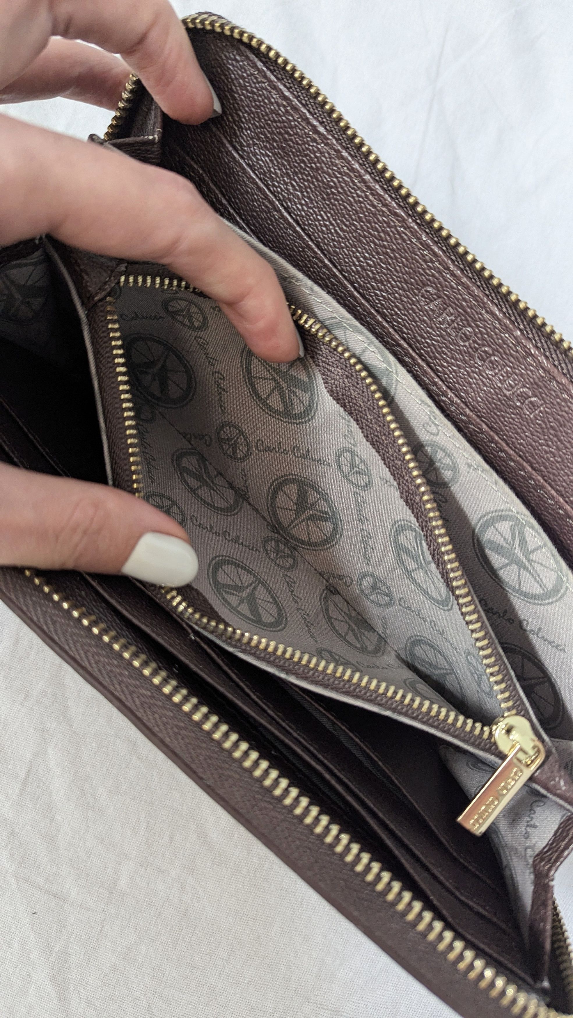 Carlo Colucci Carlo Colucci Logo Wallet Vintage Peace Print Brown Size ONE SIZE - 3 Thumbnail