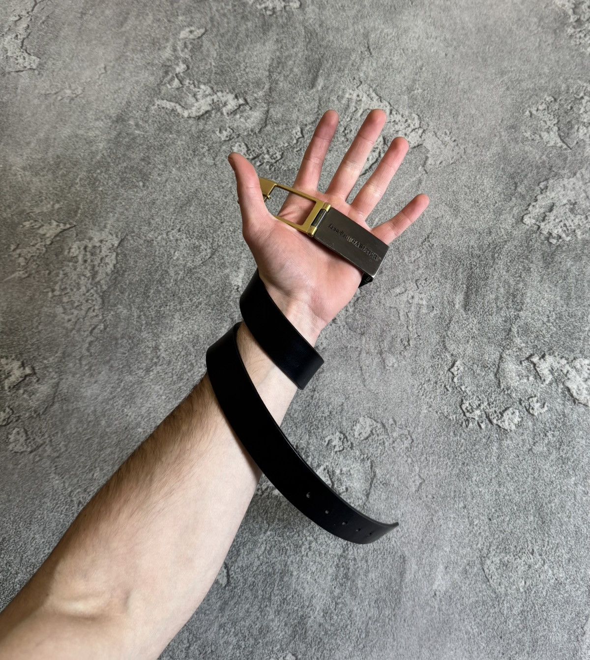 Designer × Jean Paul Gaultier Jean Paul Gaultier black leather Avantgarde belt 90s vintage Size ONE SIZE - 1 Thumbnail