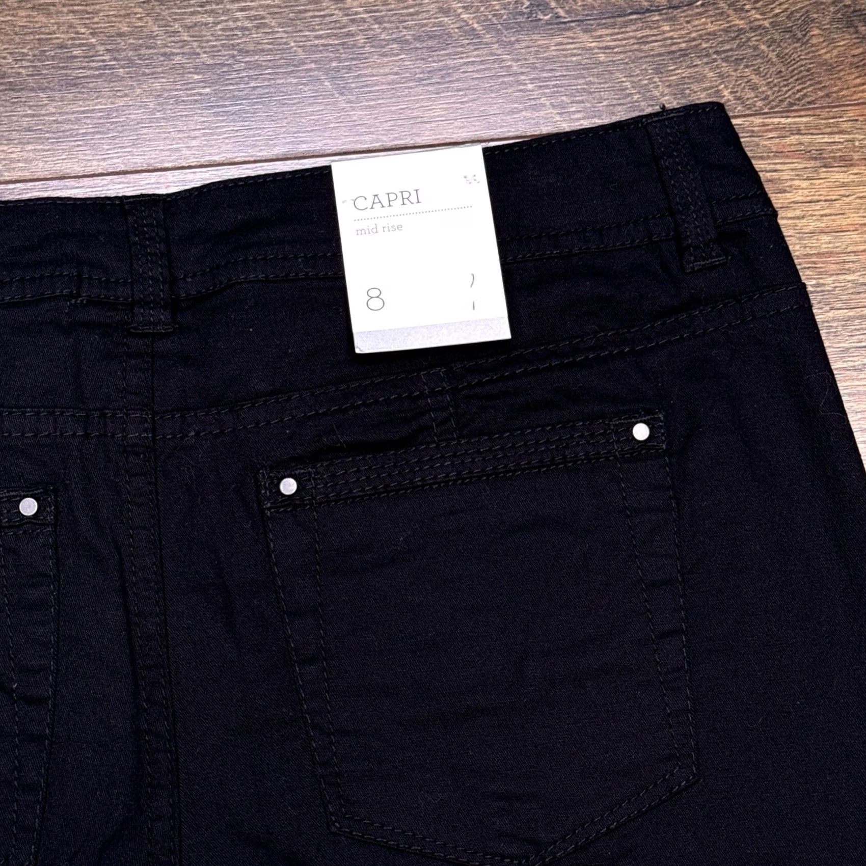 Vintage Style & Co Capri Pants Womens 8 Black Mid Rise Stretch New Size 30" / US 8 / IT 44 - 7 Thumbnail