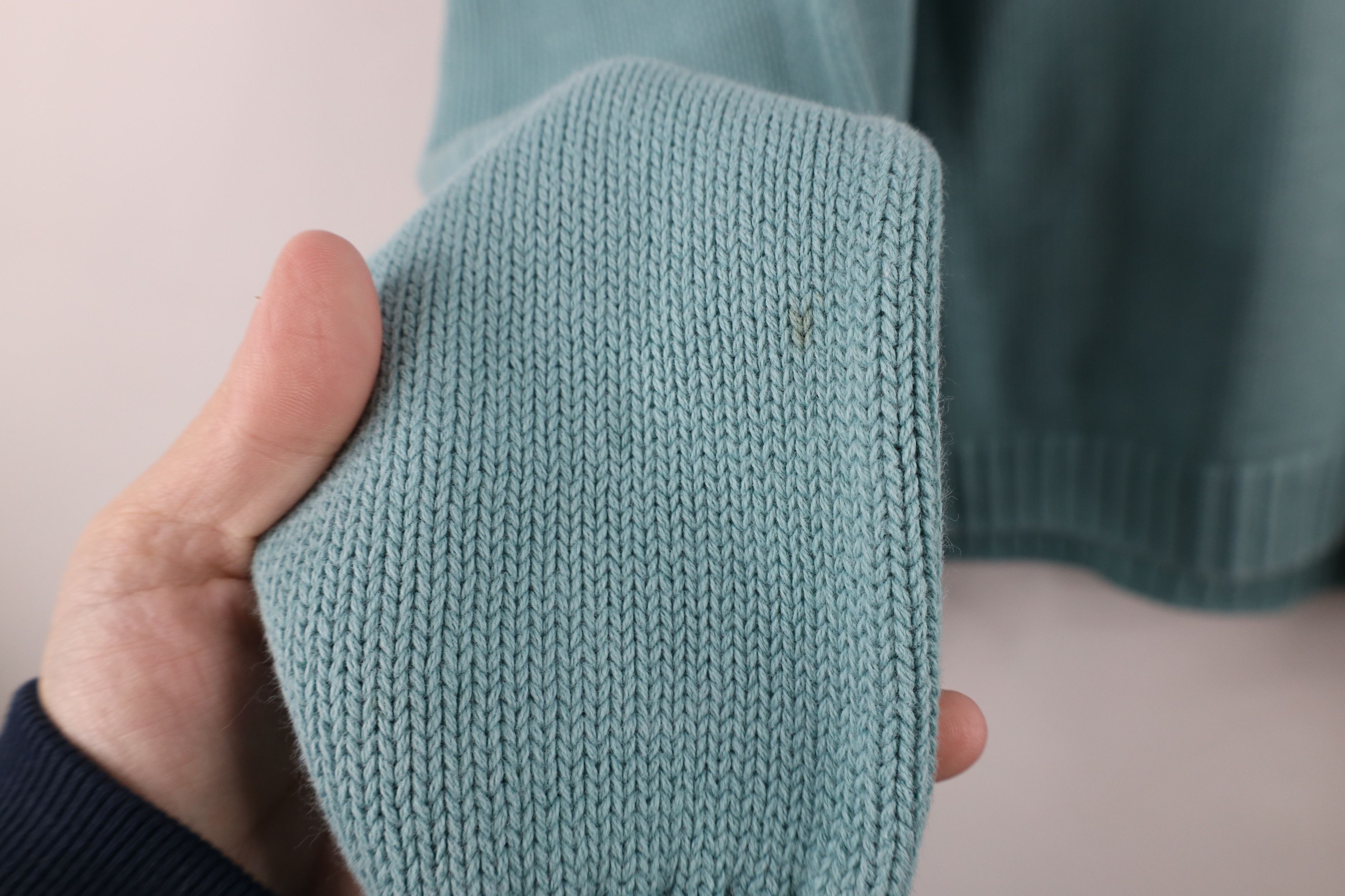 Lands' End × Vintage Vintage 90s Lands End Blank Cotton Knit Sweater Teal USA Size L / US 10 / IT 46 - 5 Thumbnail