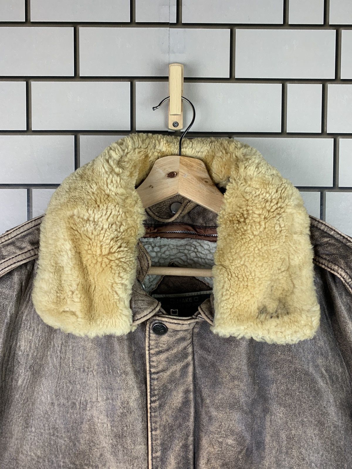 14th Addiction Vintage 90s Make Sherpa Leather Bomber Jacket Size US L / EU 52-54 / 3 - 9 Thumbnail