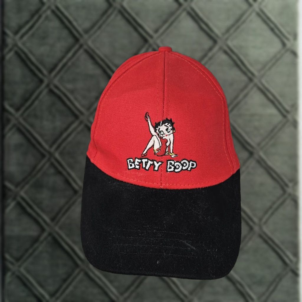 Vintage Betty Boop Hat Cap Strap Back Red Black Embroidered Baseball Cartoon Mens Size ONE SIZE - 1 Thumbnail