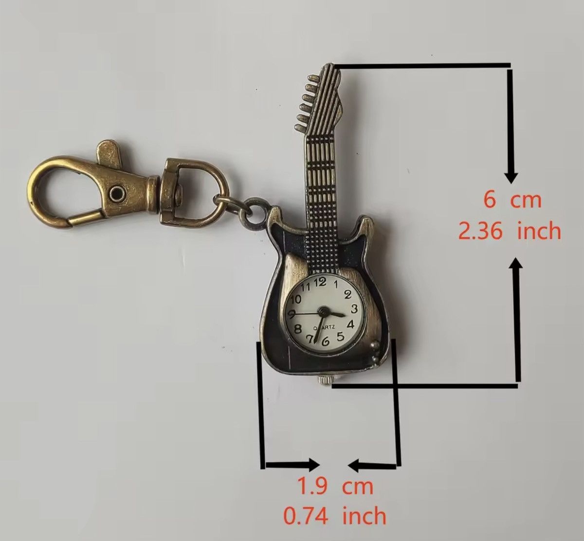 Jewelry Retro Style Bronze Guitar Keychain Watch Size ONE SIZE - 5 Thumbnail