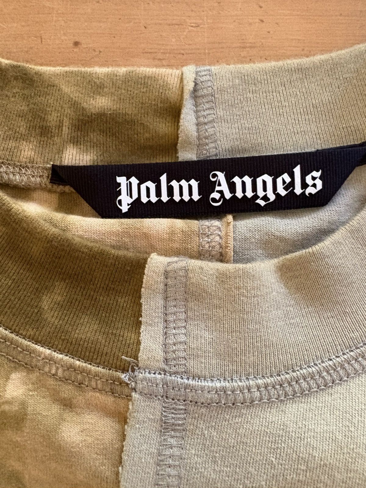 Palm Angels Broken logo panelled tee green / beige Size US L / EU 52-54 / 3 - 2 Thumbnail