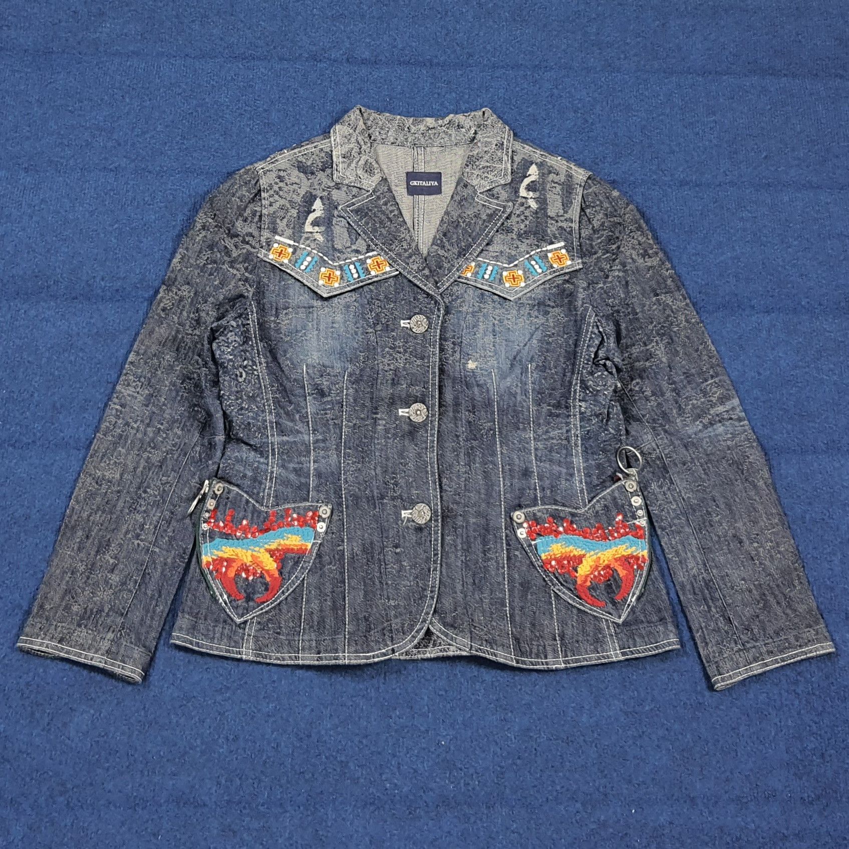 Japanese Brand Vintage Japan GKITALIYA Denim Jacket Boho C296N9 Size XS / US 0-2 / IT 36-38 - 1 Thumbnail