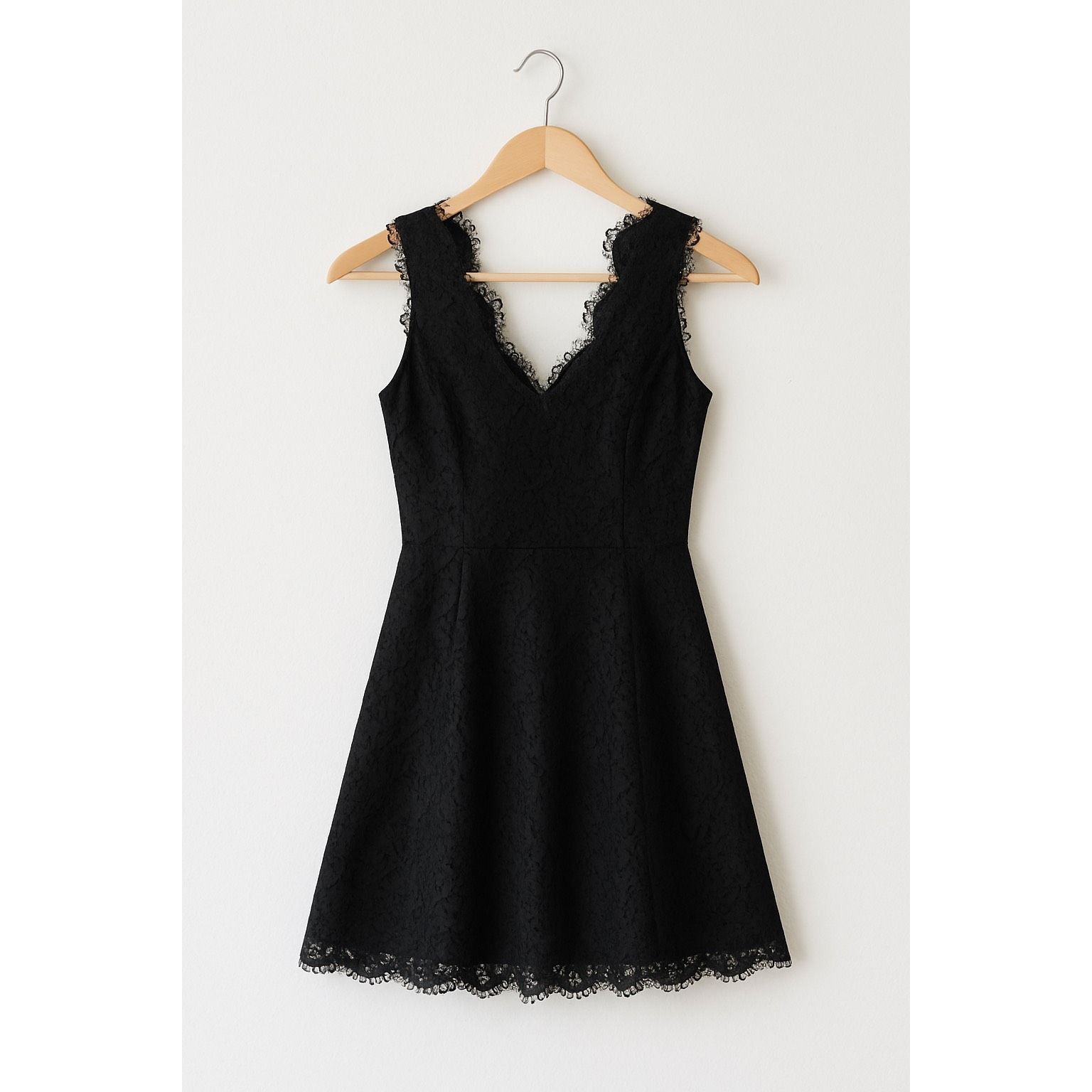 Joie Joie Nikolina Black Lace Sleeveless Mini Dress XS – V-Neck A-Line Cocktail Party Dress Size XS / US 0-2 / IT 36-38 - 3 Thumbnail