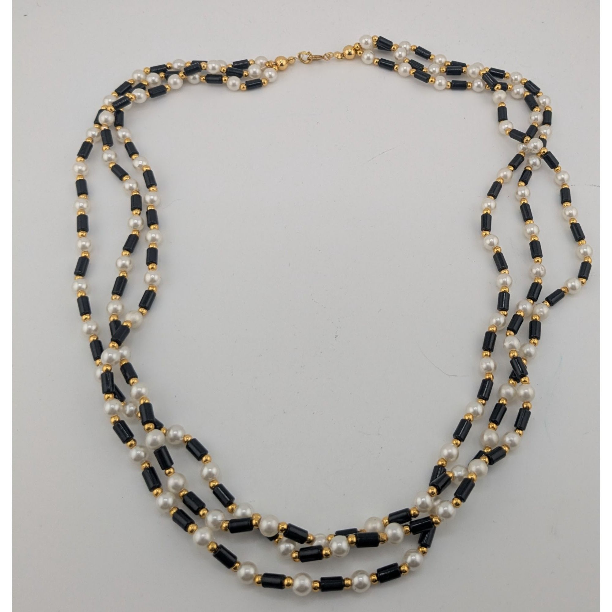 Other Vintage Multi-Strand Faux Pearl & Black Bead Necklace Size ONE SIZE - 6 Thumbnail