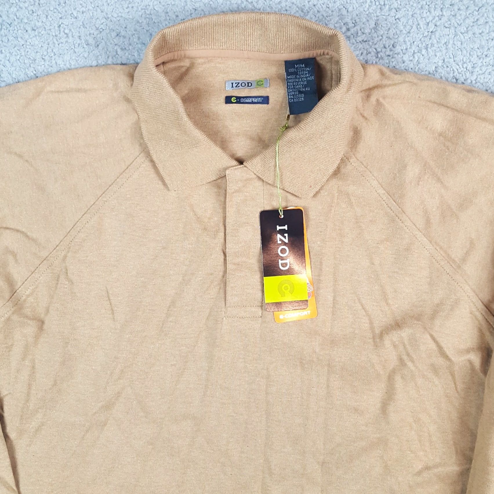Izod VINTAGE IZOD Polo Shirt Raglan Long Sleeve Collared Knit 90s Preppy Brown Beige Khaki Mens Size M Size US M / EU 48-50 / 2 - 2 Thumbnail