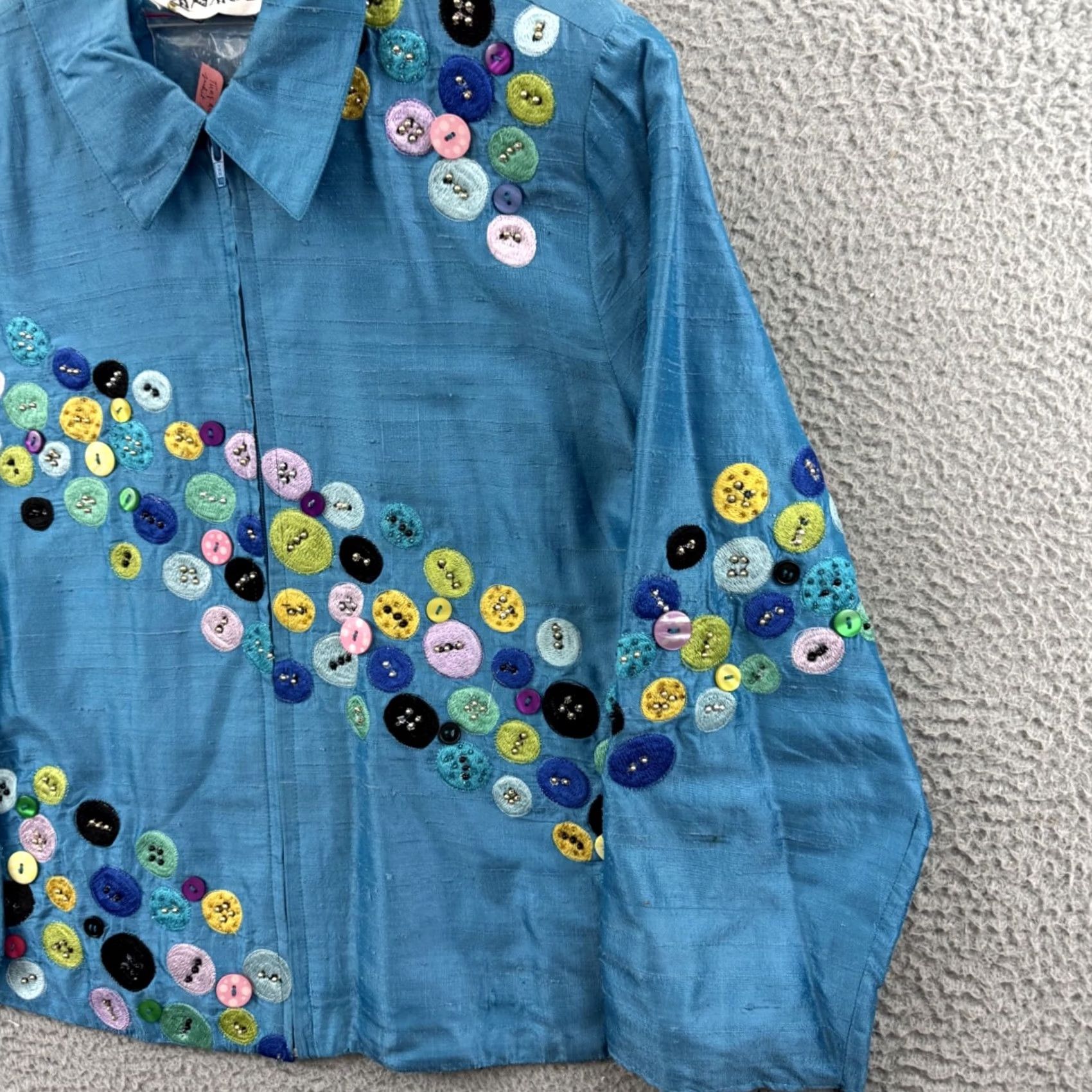 Vintage VINTAGE Anage Jacket Womens L Silk Embroidered 80s Boho Floral Abstract Size L / US 10 / IT 46 - 5 Thumbnail