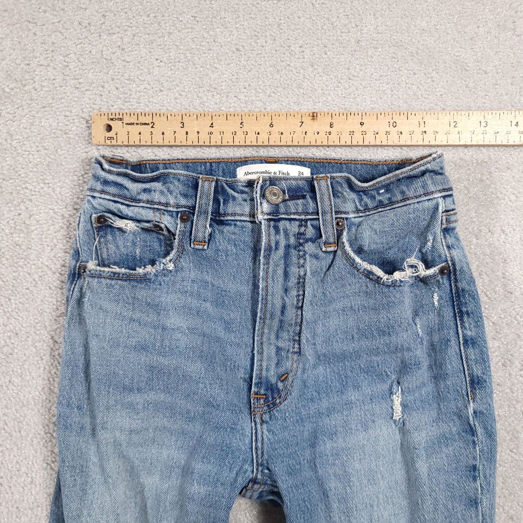 Abercrombie & Fitch Abercrombie & Fitch Jeans Womens 24 The Skinny High Rise Distressed Denim Blue 00s Cropped Frayed Pockets High Rise Slim Womens Jeans Size 42" / US 20 - 7 Thumbnail