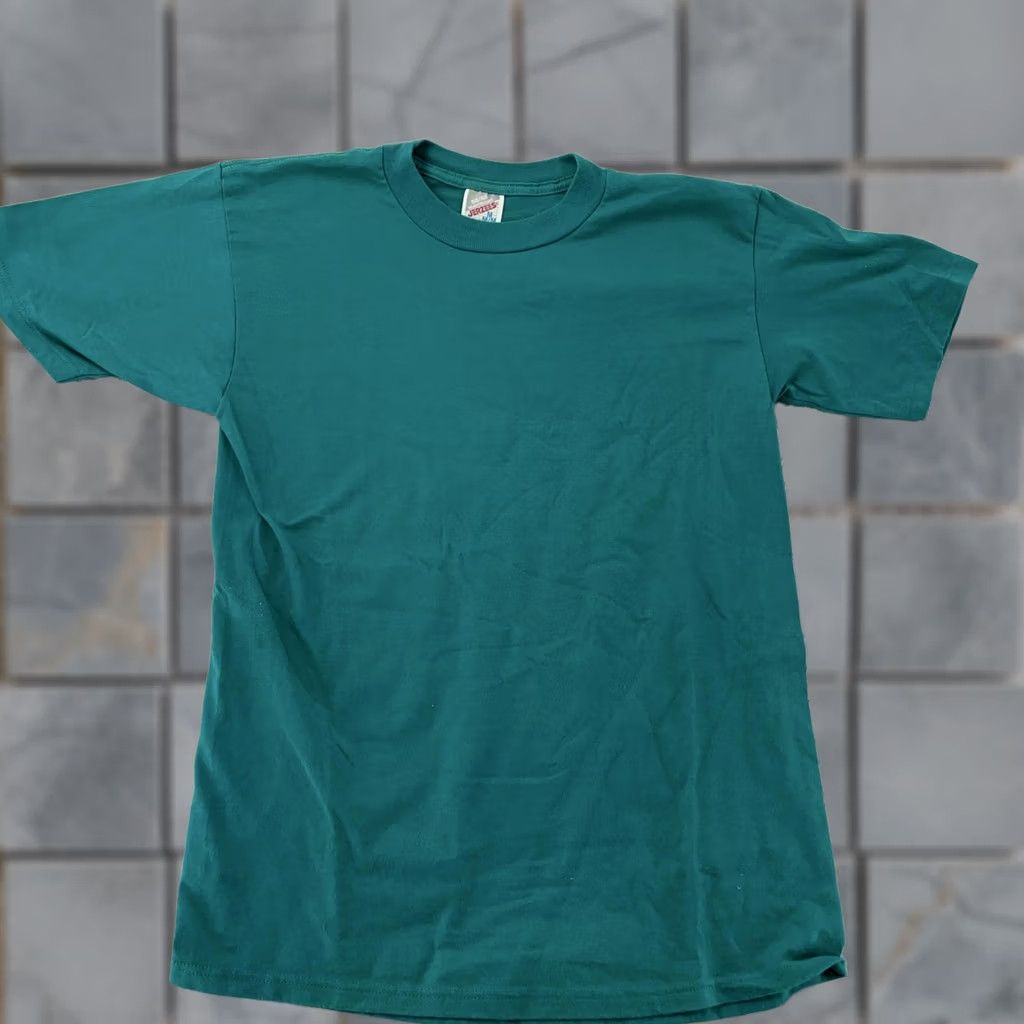 Jerzees VINTAGE Jerzees T-Shirt Mens S Teal 50/50 Heavyweight Made in USA 90s Green Crew Neck Short Sleeve Size US S / EU 44-46 / 1 - 1 Thumbnail