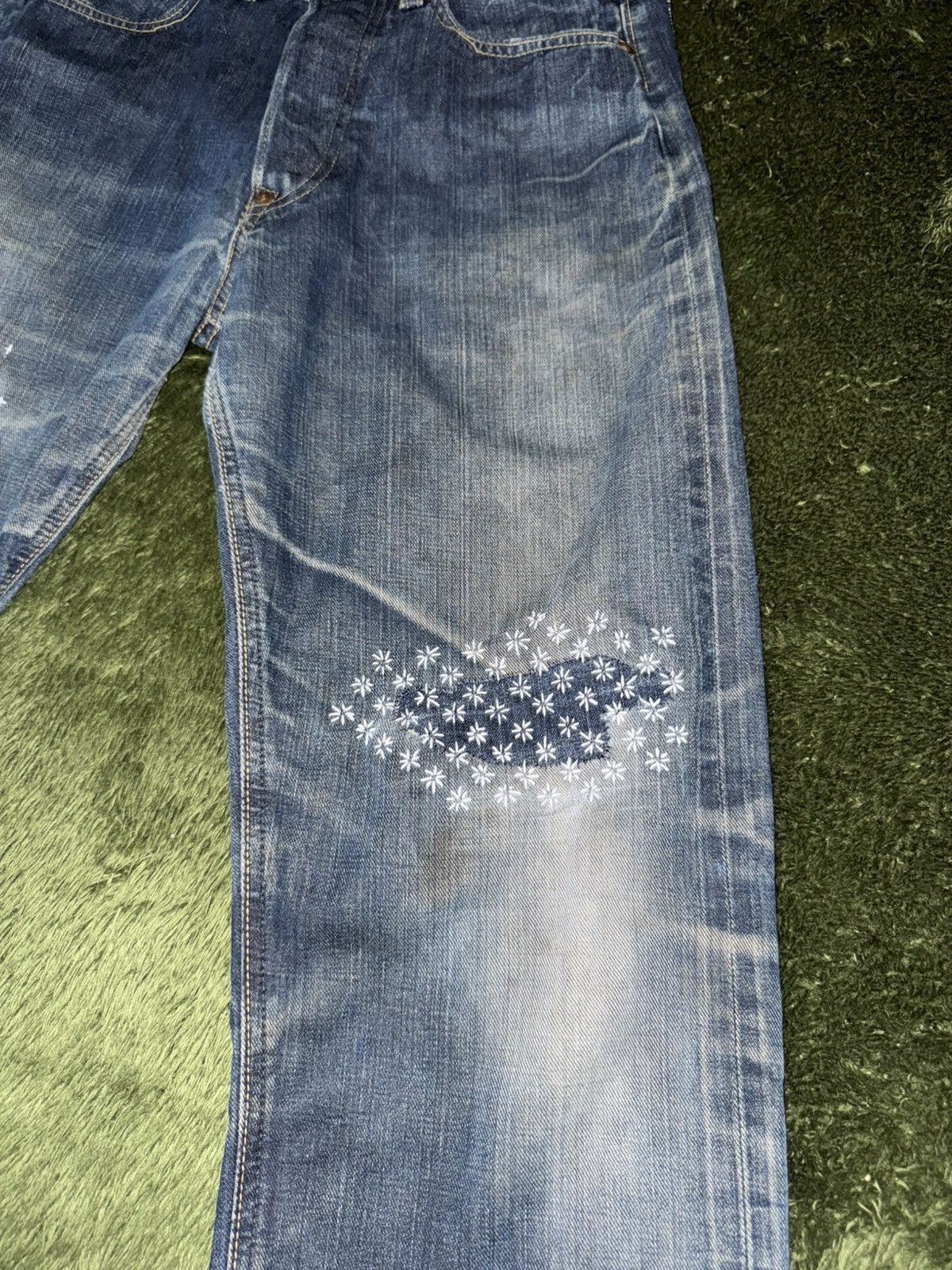 Lee [32x33] 00s Lee Japan Sashiko Custom Denim Pants Size US 32 / EU 48 - 7 Thumbnail