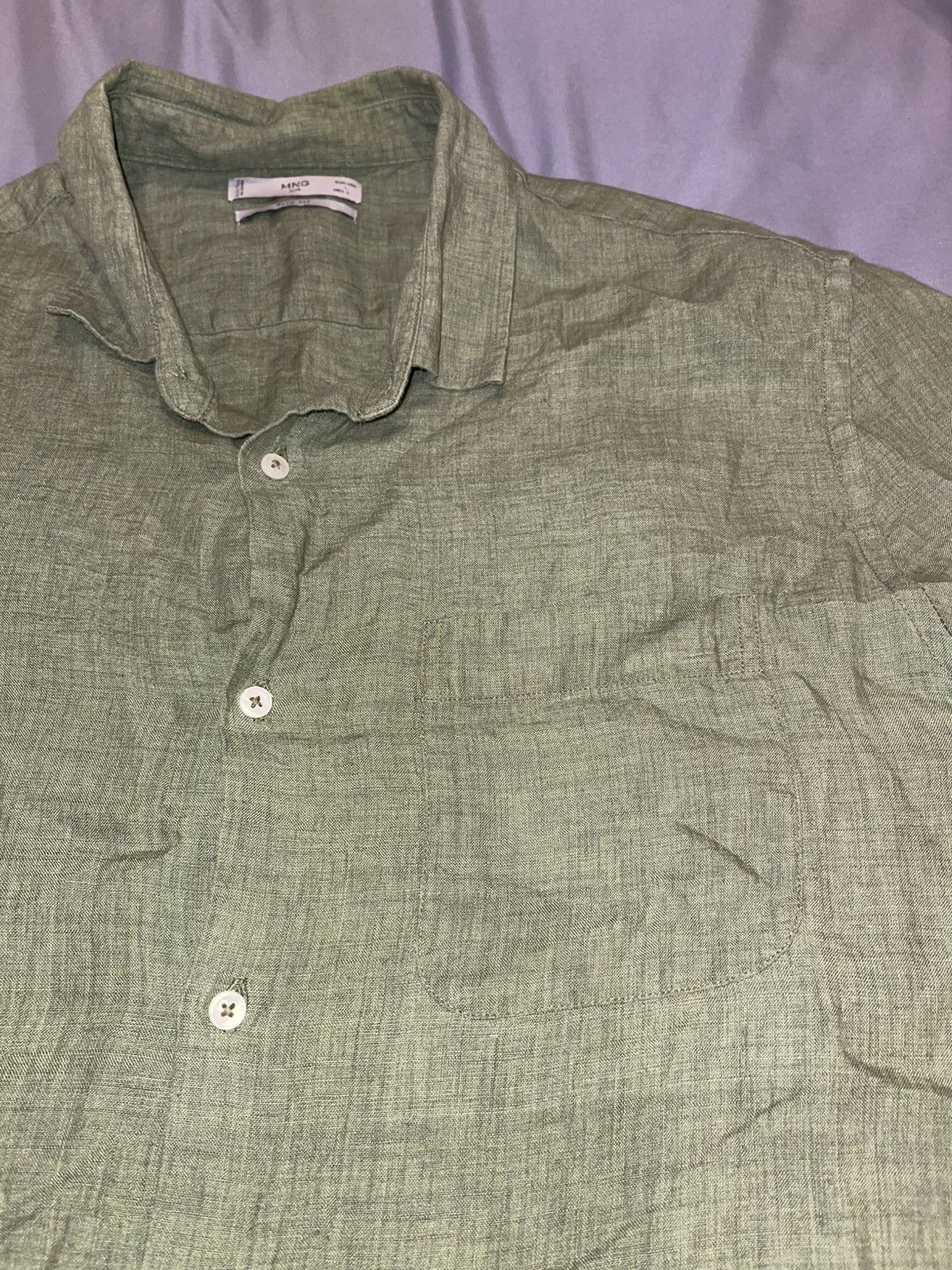 Mango MNG Green Button Up Shirt Size US L / EU 52-54 / 3 - 2 Thumbnail