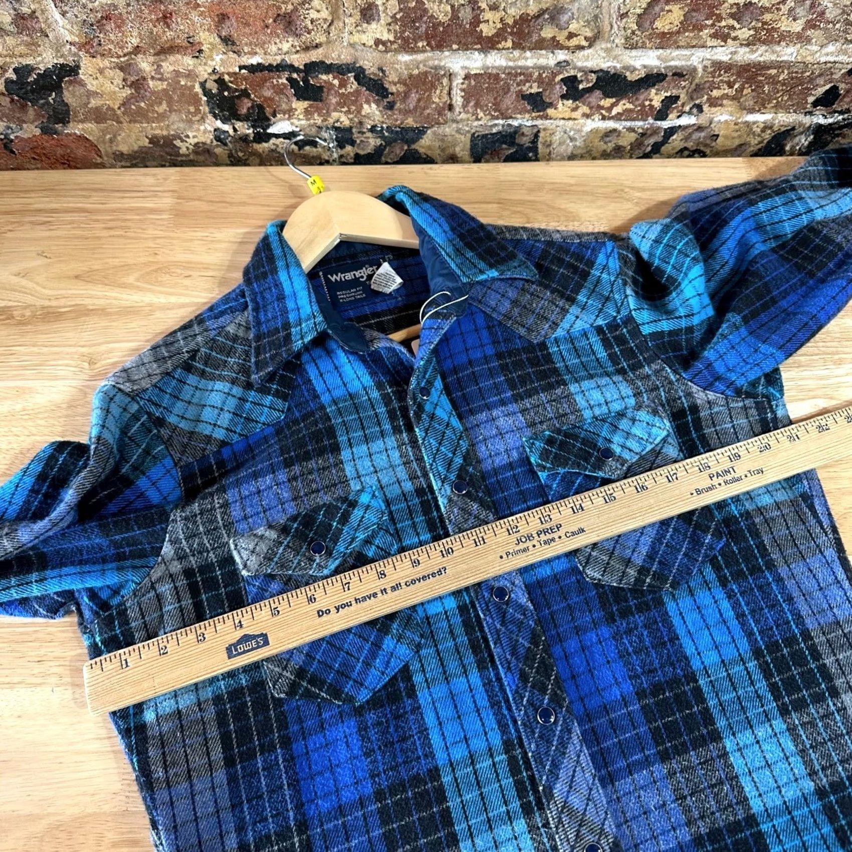 Wrangler VINTAGE Wrangler Flannel Western Shirt Pearl Snap Long Sleeve Blue Plaid M Size US M / EU 48-50 / 2 - 7 Thumbnail