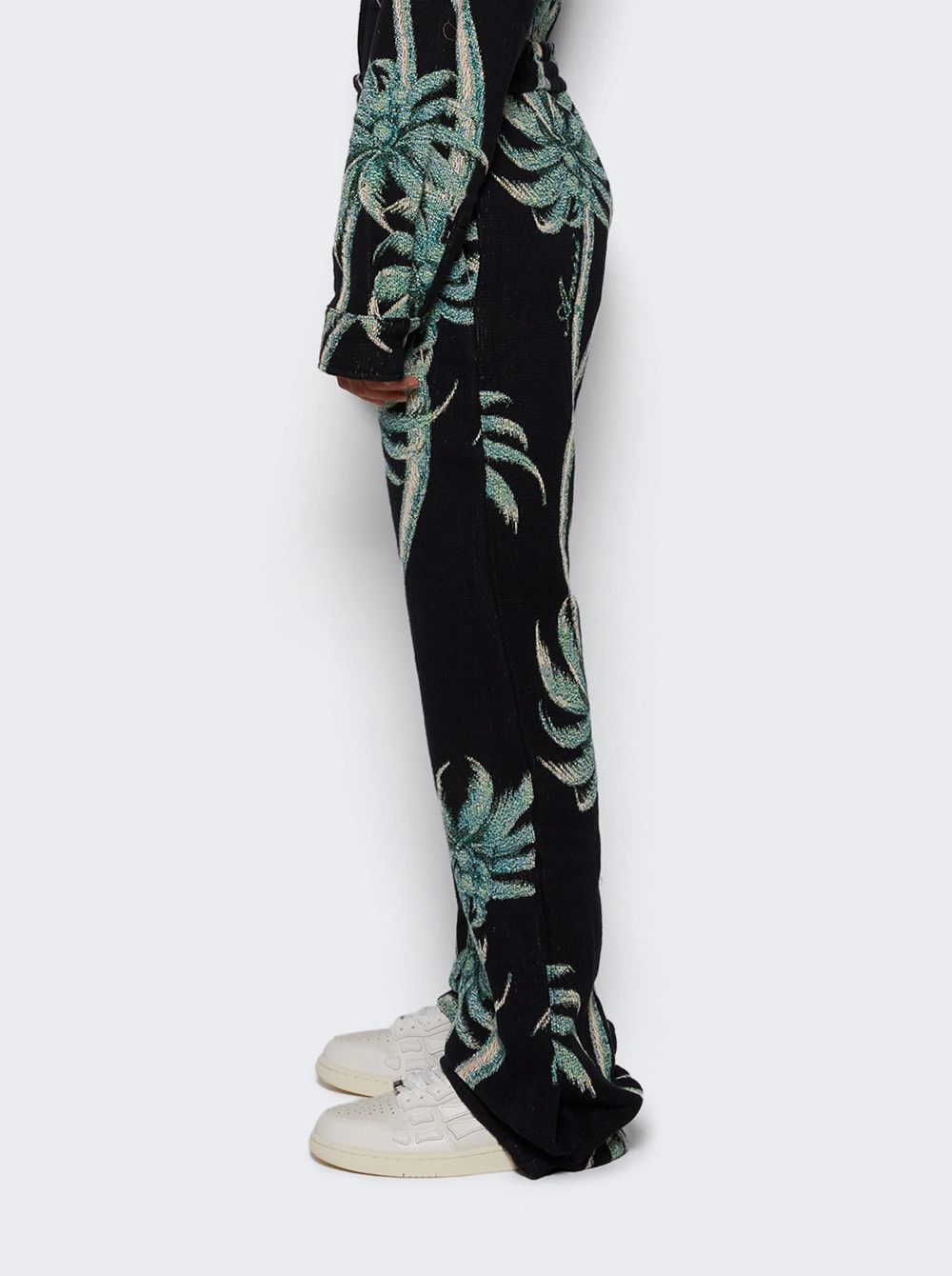 Amiri o1mle0326 Palm Tapestry Flare Pants in Black Size US 40 / EU 56 - 4 Thumbnail