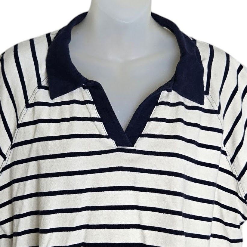 Madewell Madewell Womens Boxy Polo Tee XL Underhill Stripe V Neck Size XL / US 12-14 / IT 48-50 - 2 Thumbnail