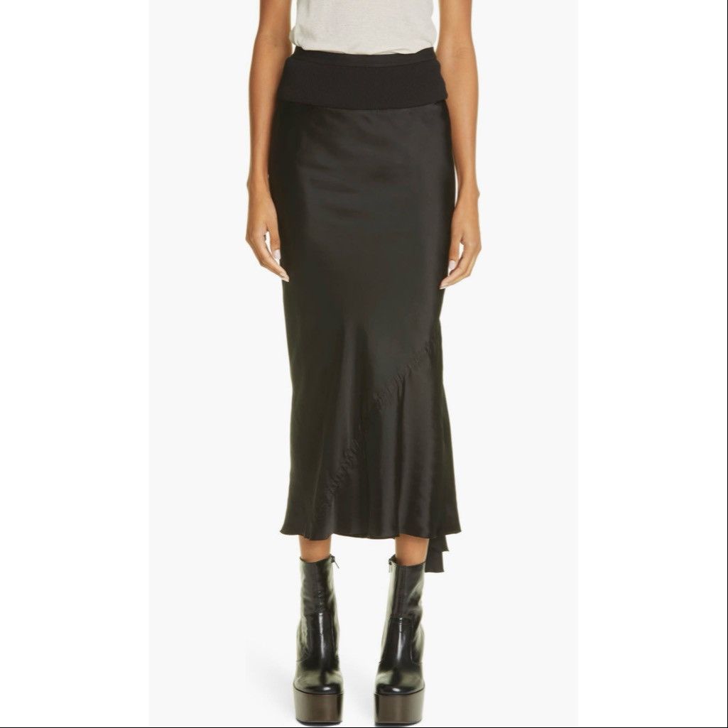 Rick Owens Asymmetrical cupro midi skirt Size 30" / US 8 / IT 44 - 1 Thumbnail