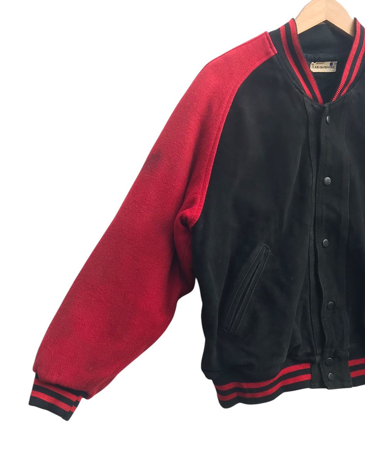 Leather Vintage Flax-En-Provence Suede Leather Varsity Jacket Size US M / EU 48-50 / 2 - 5 Thumbnail