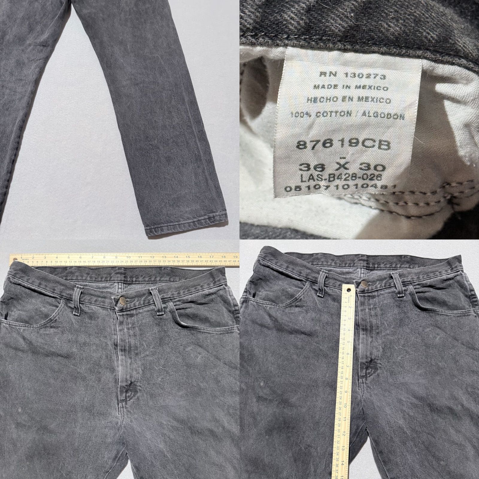 Wrangler Wrangler Rustler Jeans Men Gray Denim Mid-Rise Straight Type: Jeans 36x30 Classic Size US 36 / EU 52 - 8 Thumbnail