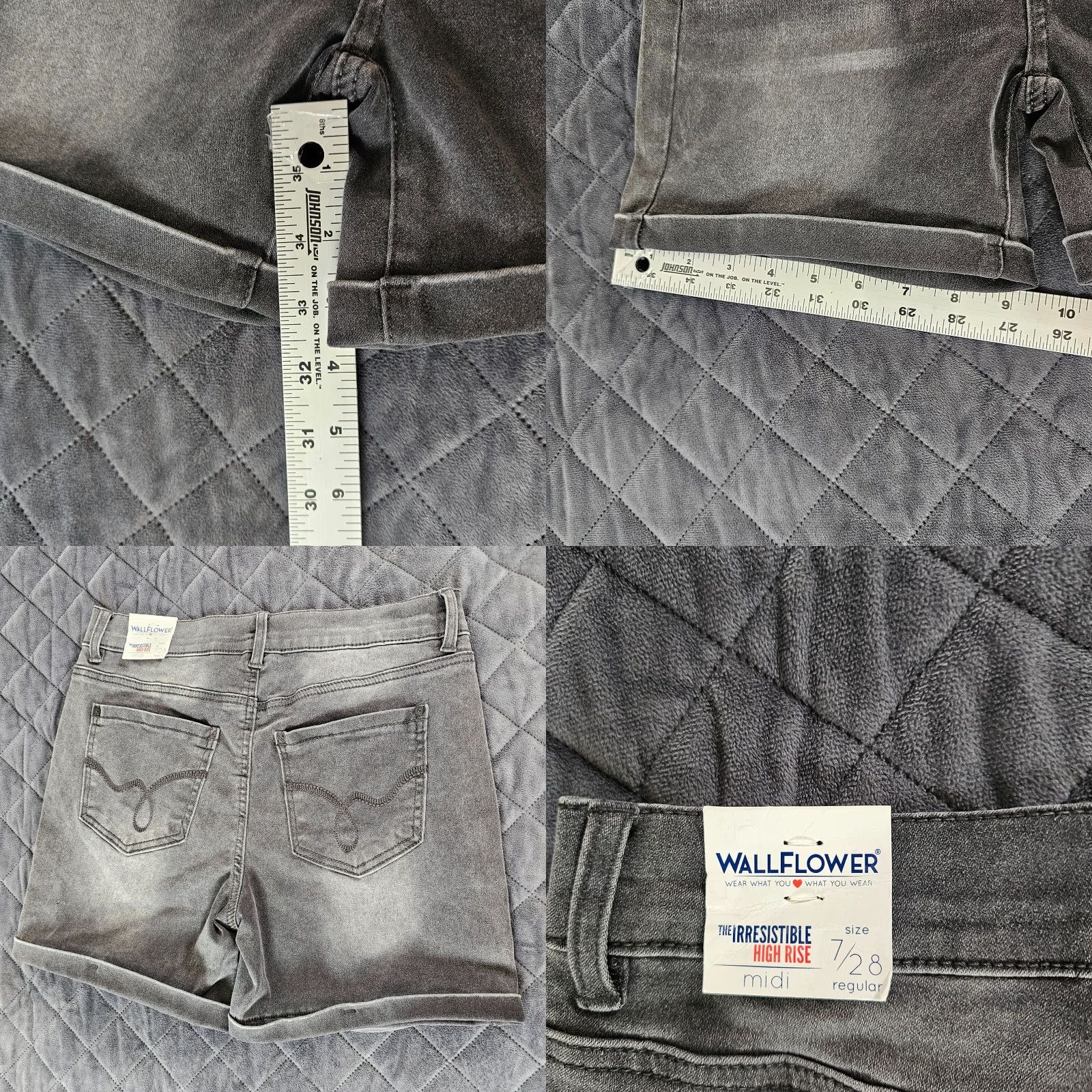Vintage WALLFLOWER Jeans Black High Rise Midi Shorts Size 7 Womens Boyfriend Stretch NWT Size 28" / US 6 / IT 42 - 8 Thumbnail