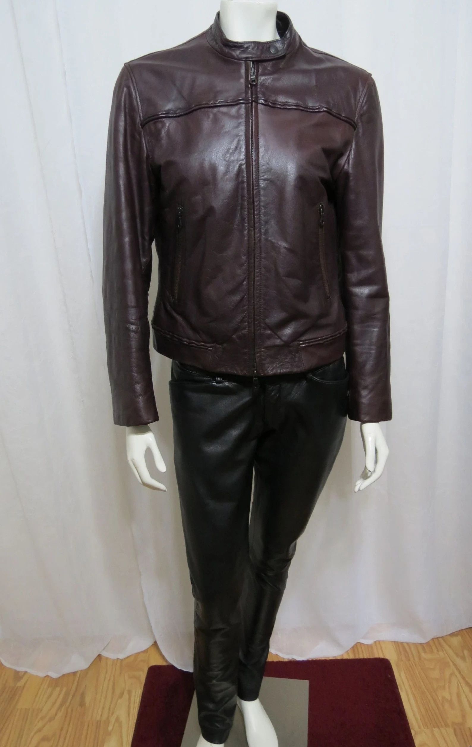 Giorgio Armani Armani Jeans Lux Rosewood Leather Jacket Size US S / EU 44-46 / 1 - 1 Thumbnail