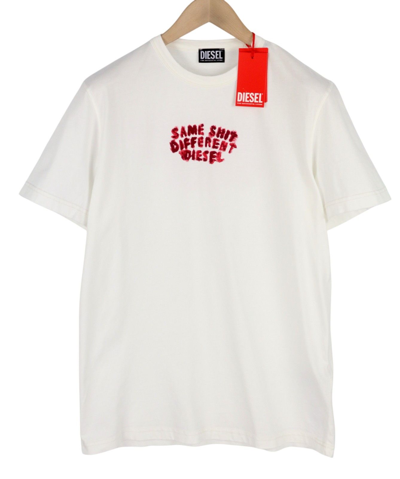 Diesel T-DIEGOR-E2 L White Crew Logo T-Shirt 41192 Size US L / EU 52-54 / 3 - 1 Thumbnail