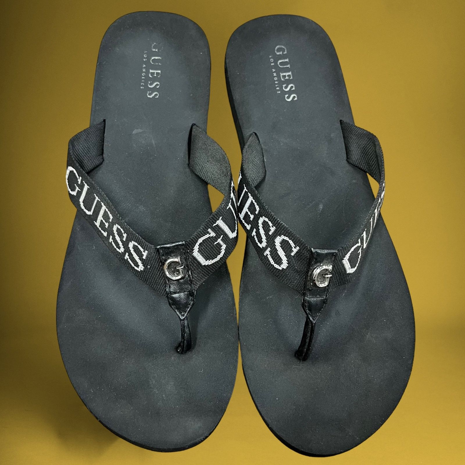 Guess Guess Flip Flops Sz 10.5-11 (11" Preppy Metal G Thongs Beach Size US 10.5 / IT 40.5 - 4 Thumbnail
