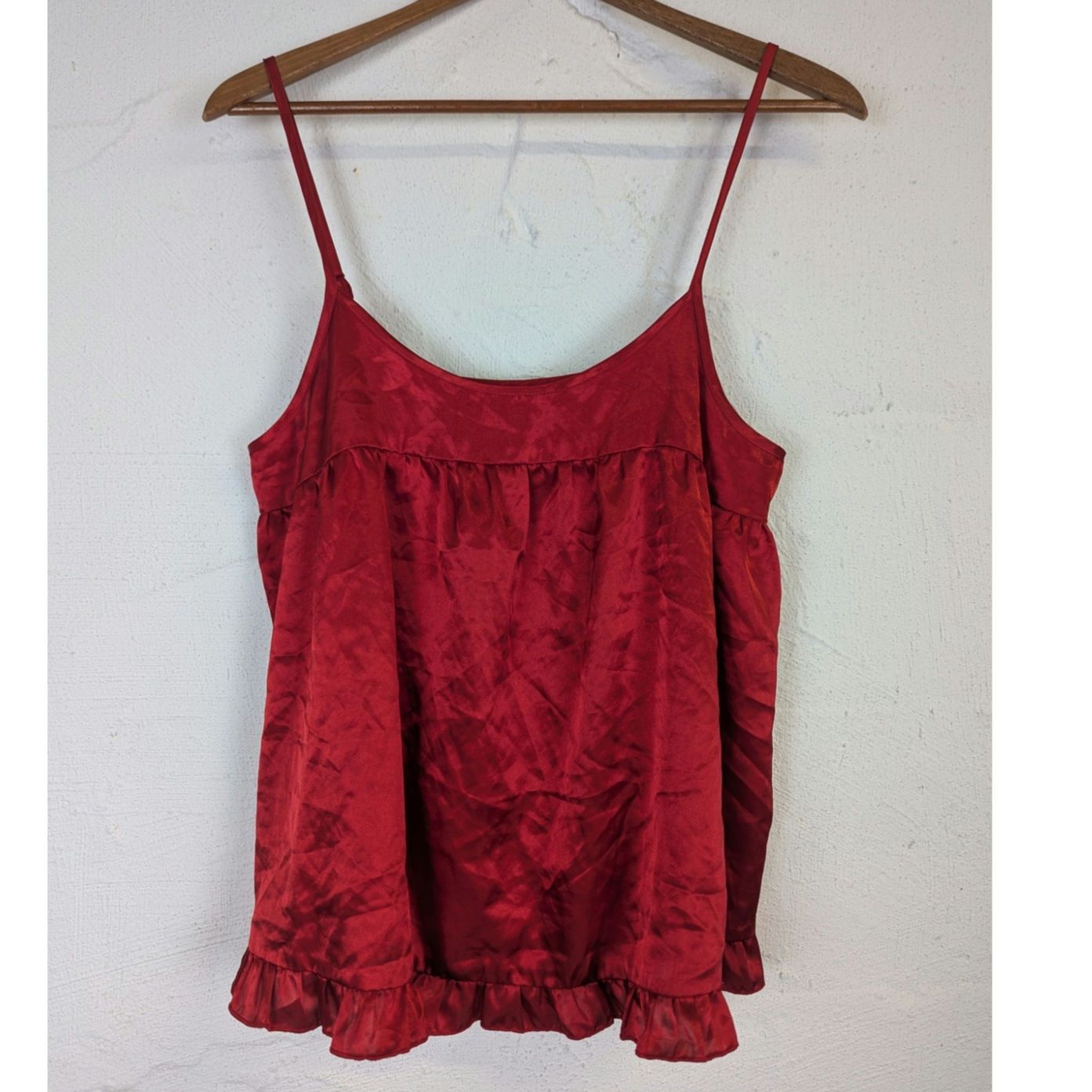 Joe Boxer Red Satin Babydoll Camisole Retro 60s Flowy Ruffle Cherry Size M / US 6-8 / IT 42-44 - 1 Thumbnail