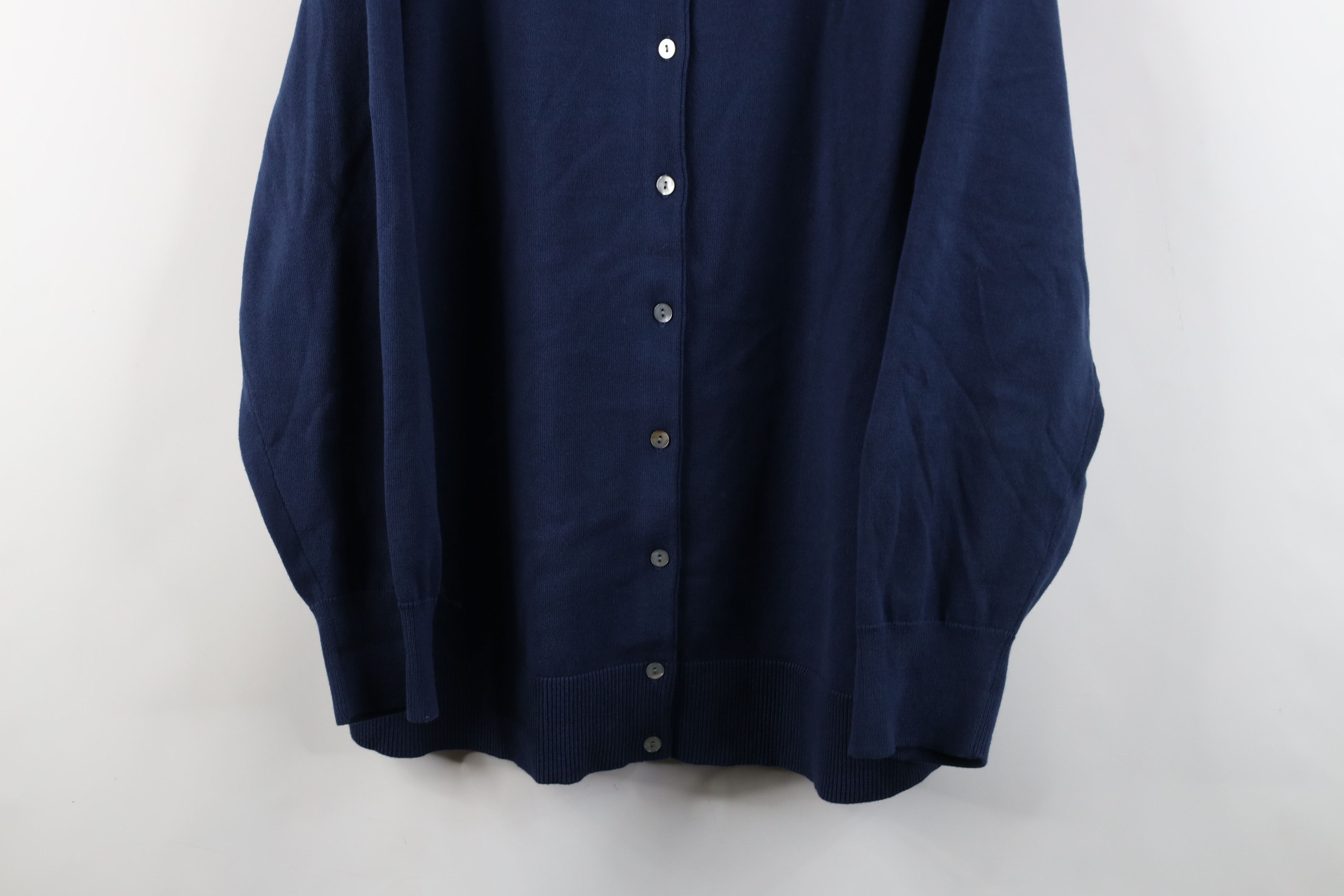Lands' End × Vintage Vintage Lands End Stretch Cotton Knit Cardigan Sweater Blue Size 3XL / US 20-22 - 3 Thumbnail
