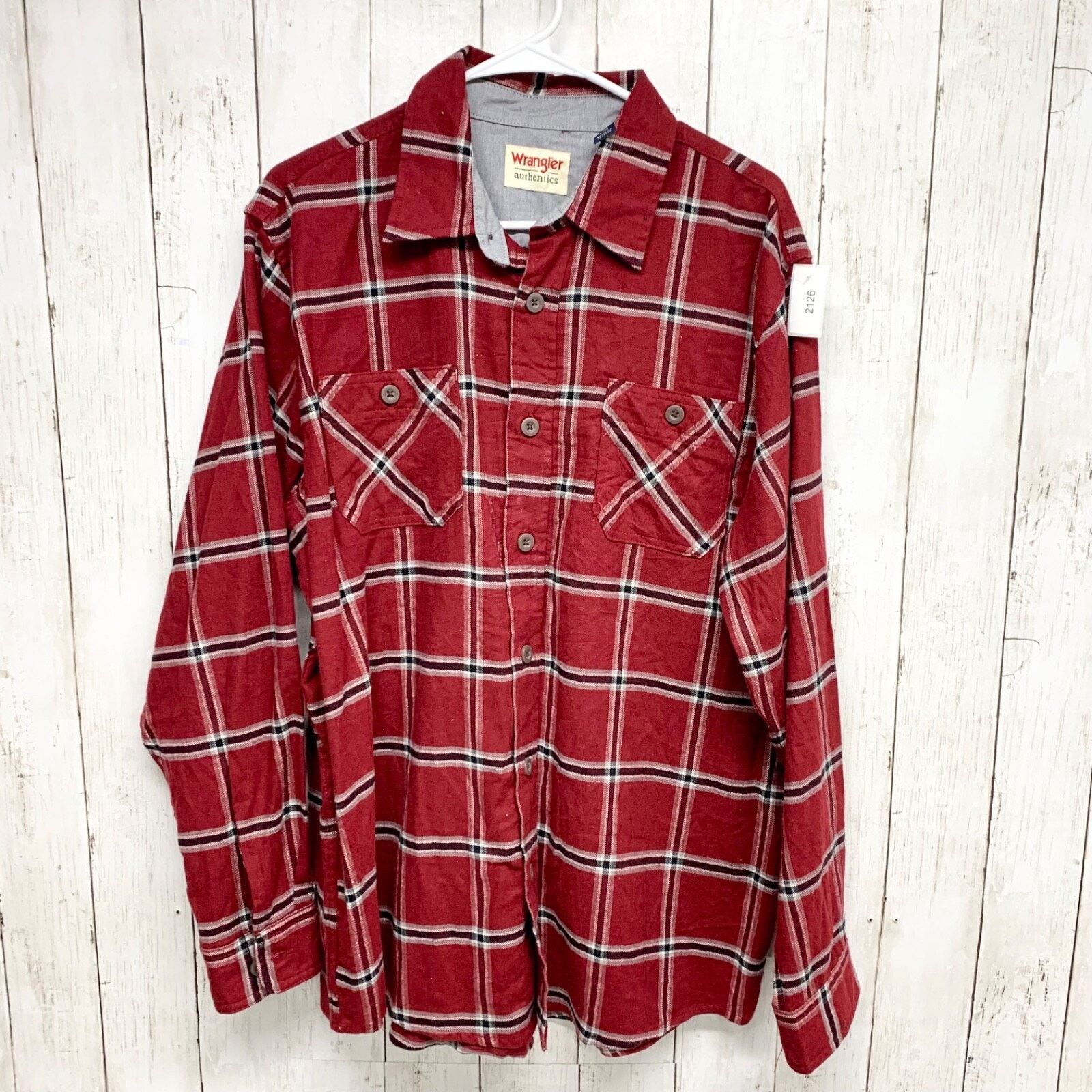 Wrangler Wrangler Shirt Sz Large Button Down Front Pockets Plaid Red Size US L / EU 52-54 / 3 - 1 Thumbnail