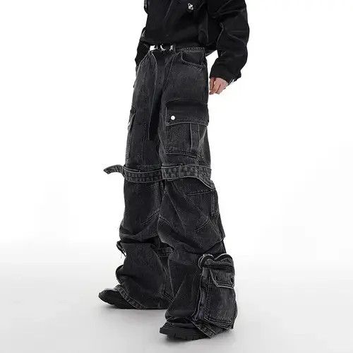 Other Washed Multi Pocket Strap Wide Leg Denim Pant Size US 29 - 3 Thumbnail