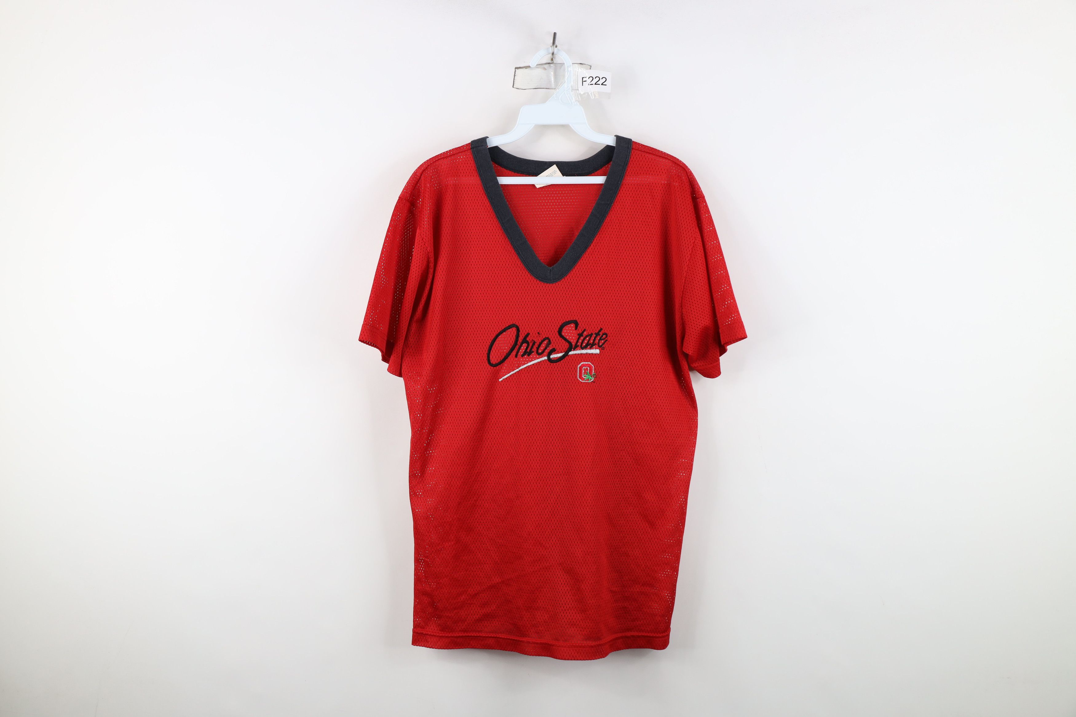 Vintage Vintage 90s Ohio State University Mesh Jersey T-Shirt Red Size US L / EU 52-54 / 3 - 1 Thumbnail