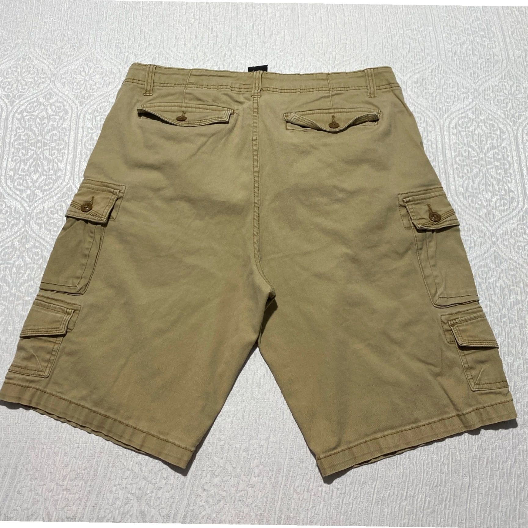 CO Iron Co Cargo Shorts Mens Khaki Tan Size 36 Stretch Cotton Utility Multi Pocket Cargo Pocket Beige Size US 36 / EU 52 - 2 Thumbnail