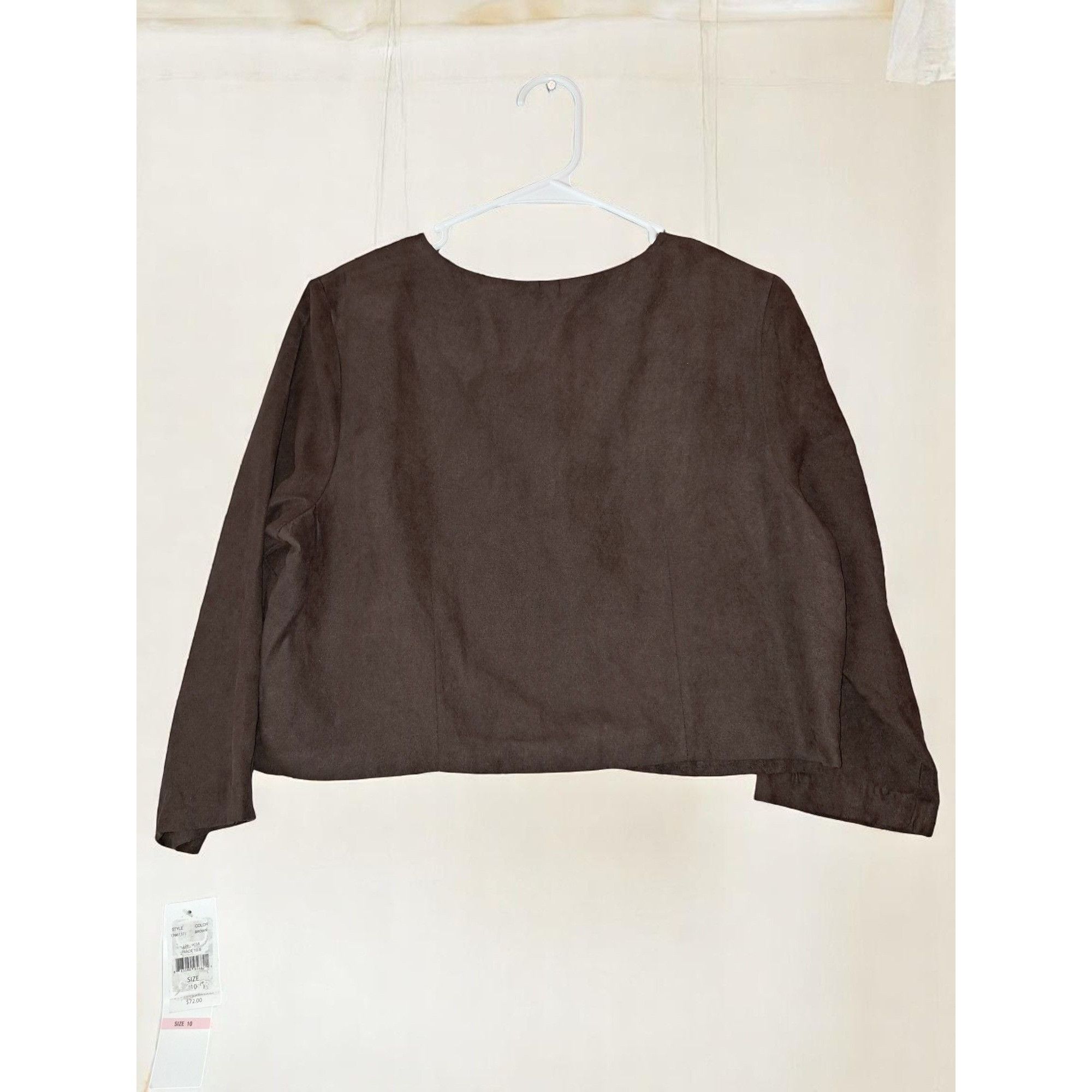 Designer R & K Originals Women's Brown Faux Suede Jacket – Size 10, N Size L / US 10 / IT 46 - 3 Thumbnail