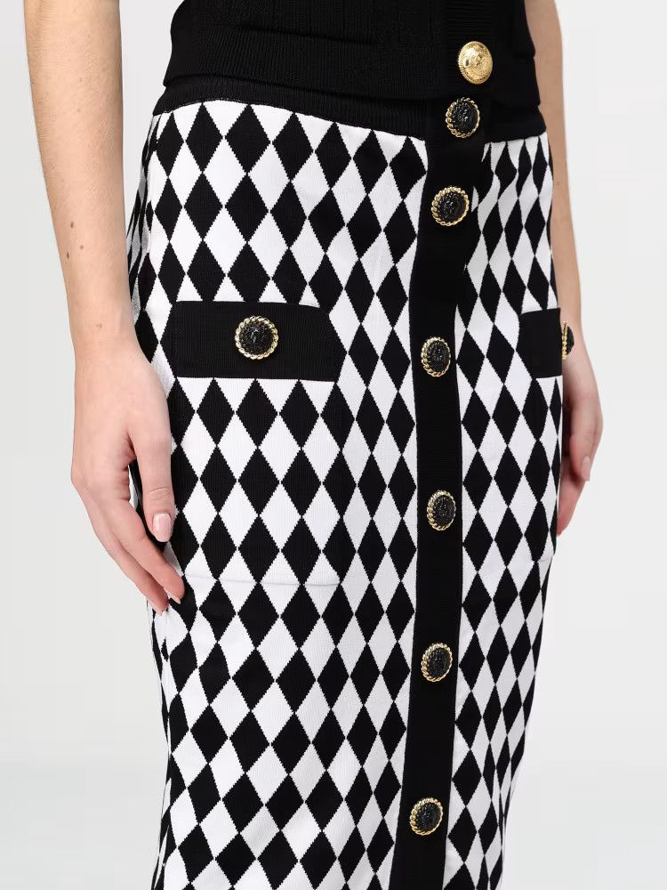 Balmain o1s1wg110725 Midi Skirt in Black/White Size 30" / US 8 / IT 44 - 5 Thumbnail