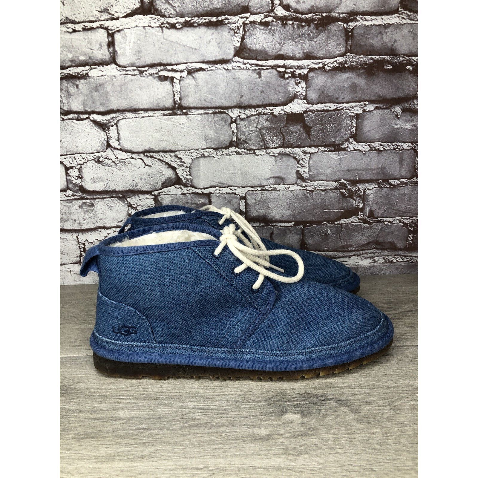 Ugg UGG Neumel Blue Fabric Fur WHT Lace Up Chukka Boots Men Sz 4 Size US 10 / EU 43 - 19 Thumbnail