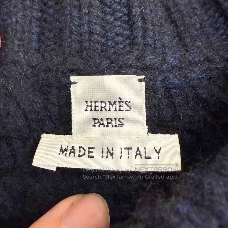Hermes Hermes Dark blue cashmere and wool chunky knit sweater Size XS / US 0-2 / IT 36-38 - 4 Thumbnail