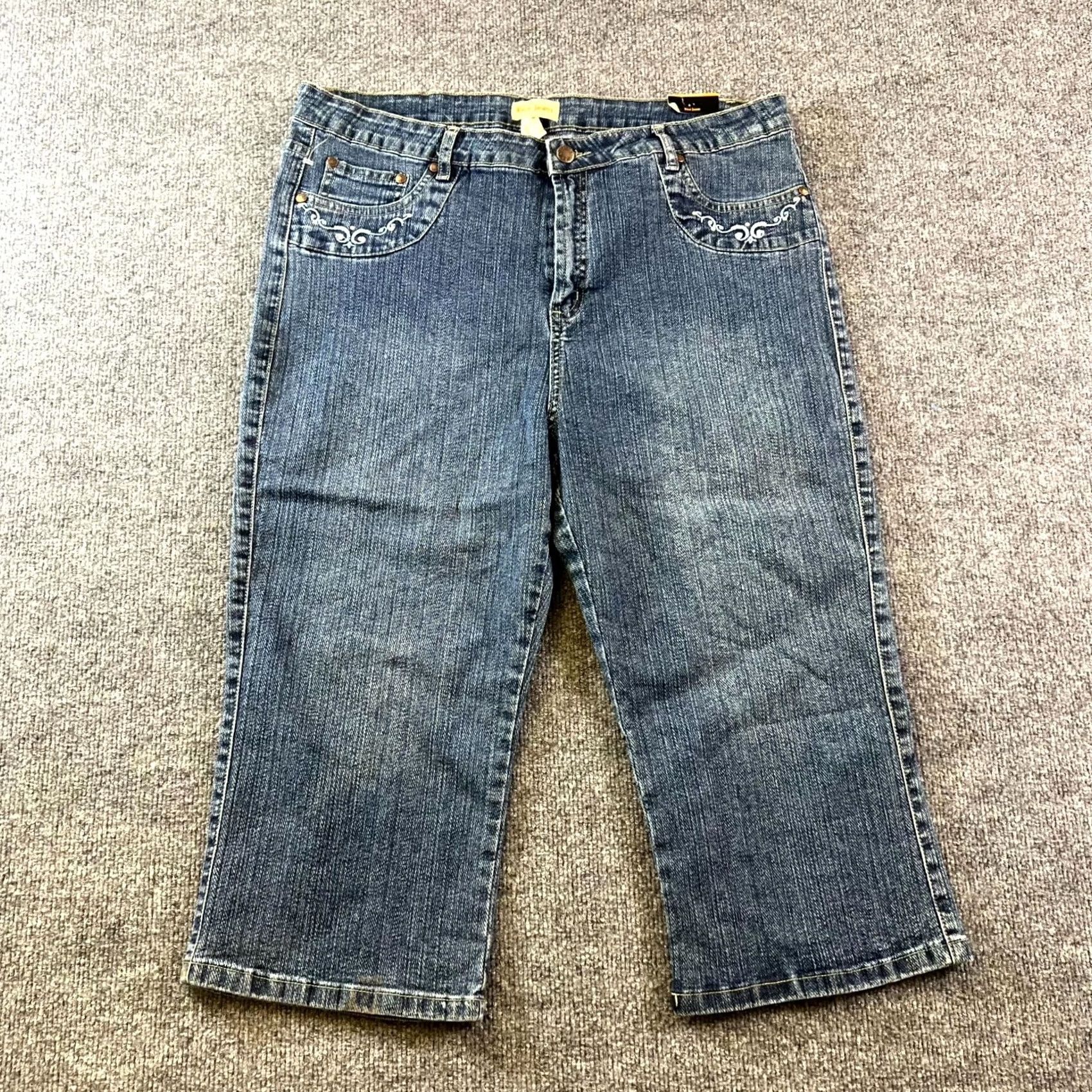 Vintage Rico Capri Jeans Women's 21 Blue Cotton Denim Faded Workwear Travel Stretch Jeans Size 42" / US 20 - 2 Thumbnail