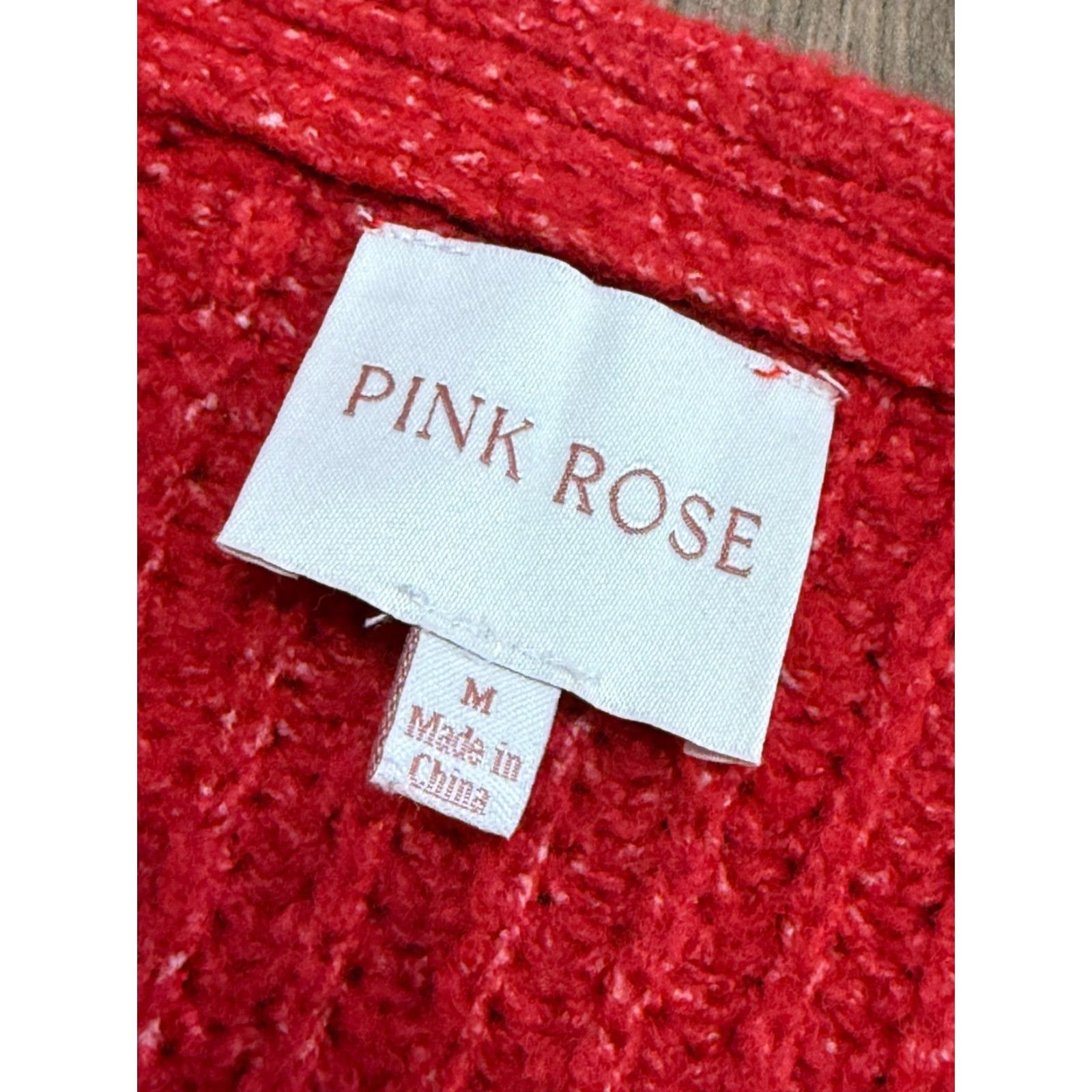 Vintage Pink Rose Sweater Cardigan Women's Medium Red Button Up Long Sleeve Size M / US 6-8 / IT 42-44 - 5 Thumbnail