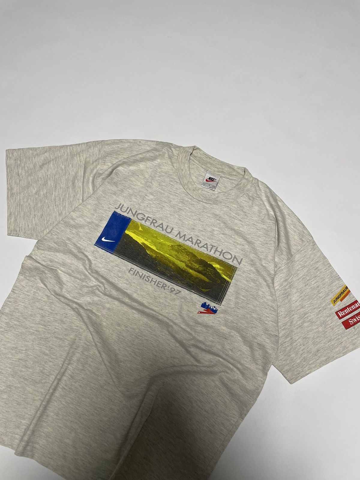 Nike × Vintage Nike 1997 Finisher Jungfrau Marathon Vintage Men's T-Shirt Size US L / EU 52-54 / 3 - 3 Thumbnail