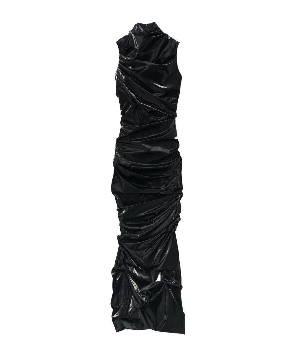 Alexander McQueen o1srvl11e0326 Laminated Jersey Dress in Black Size M / US 6-8 / IT 42-44 - 1 Thumbnail