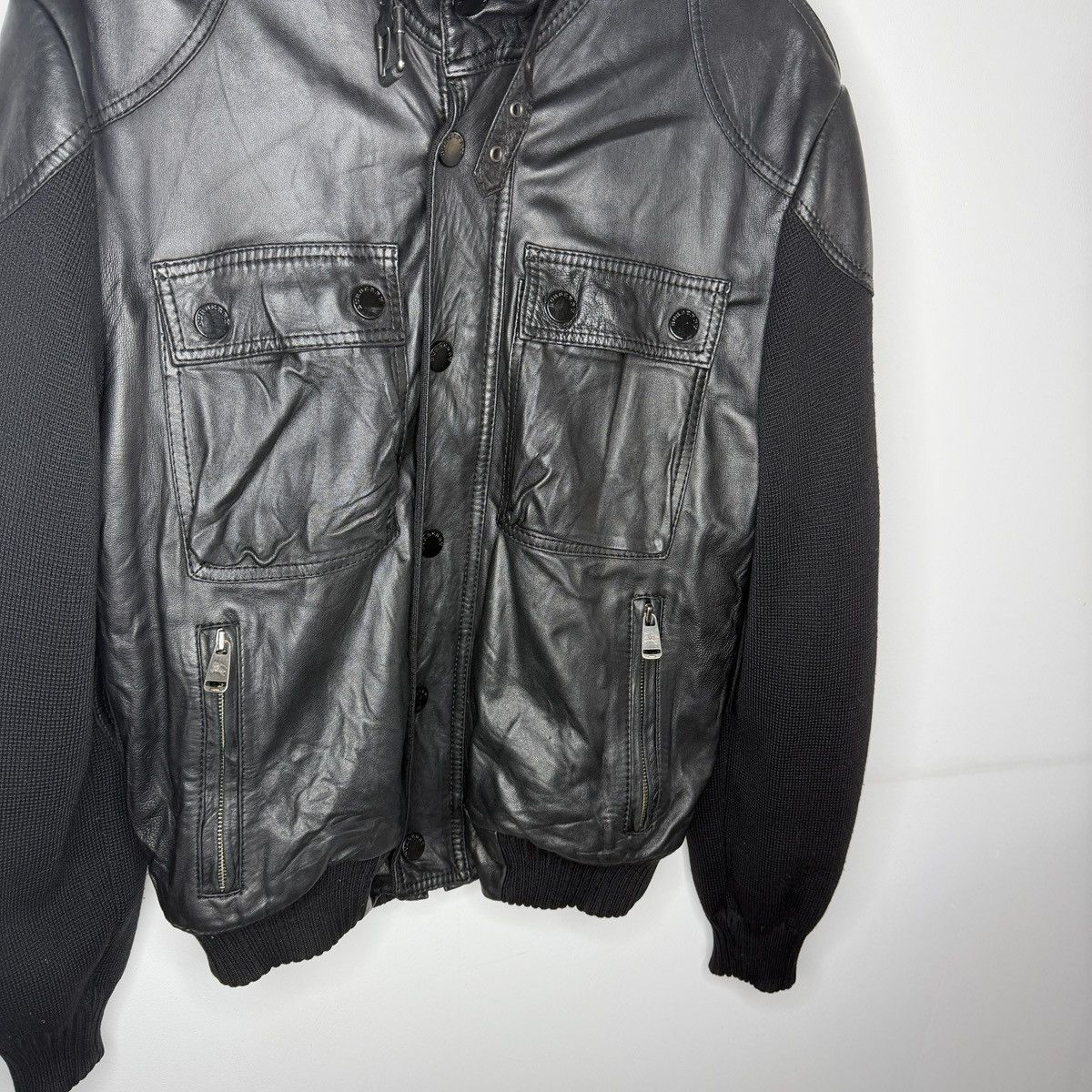 Burberry Burberry Leather Wool Jacket Bomber Flight Vintage Archive Size US L / EU 52-54 / 3 - 3 Thumbnail