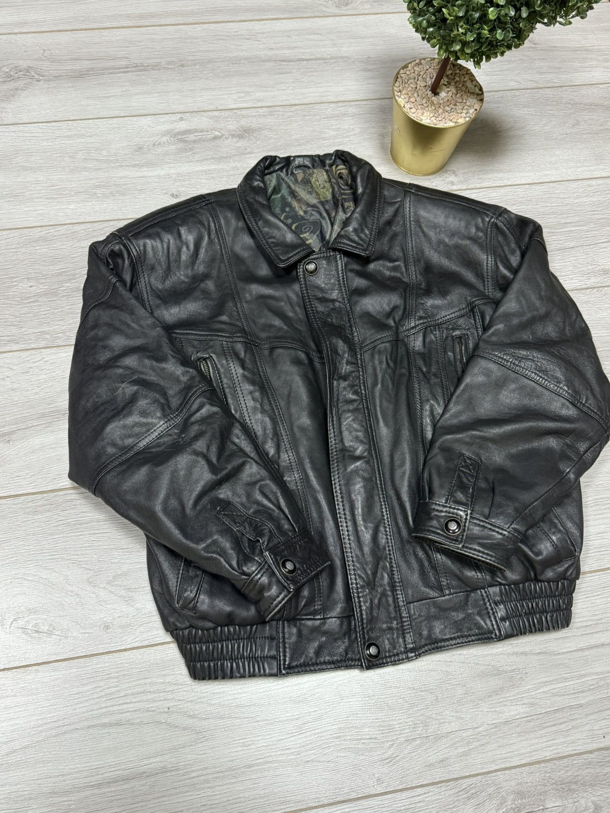 Genuine Leather leather bomber jacket zip vintage wide Size US M / EU 48-50 / 2 - 10 Thumbnail