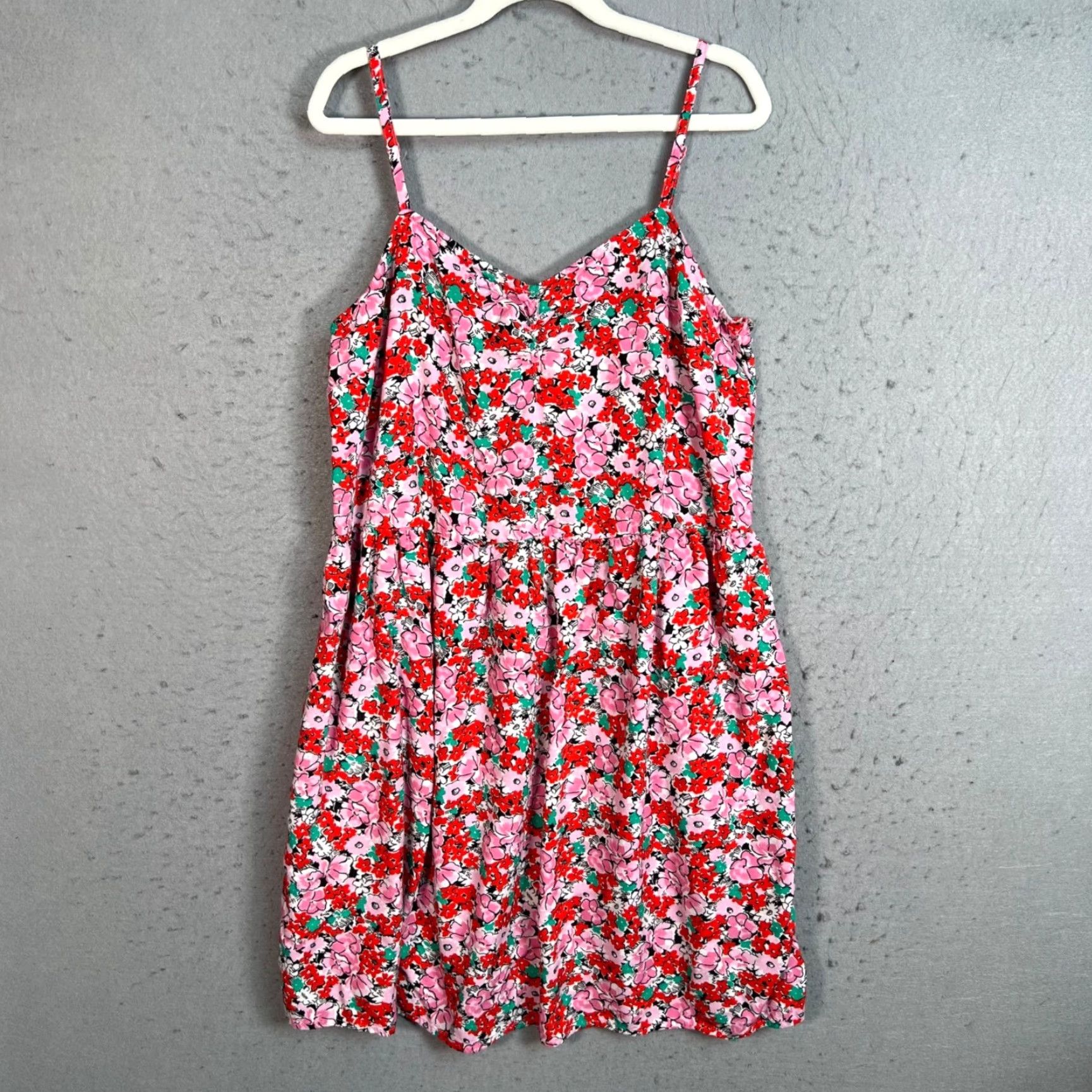 Vintage Miss Selfridge Womens Dress 6 Pink Red Floral Print Sleeveless Viscose Size M / US 6-8 / IT 42-44 - 2 Thumbnail