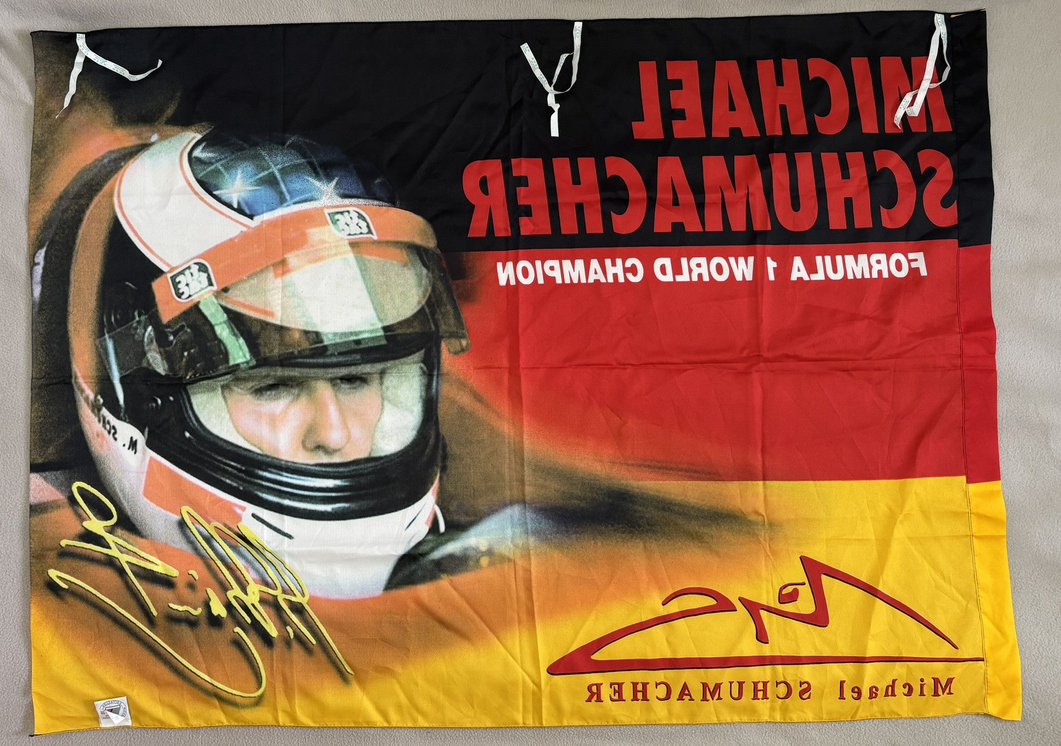 Vintage Michael Schumacher Formula 1 World Champion flag Size ONE SIZE - 8 Thumbnail