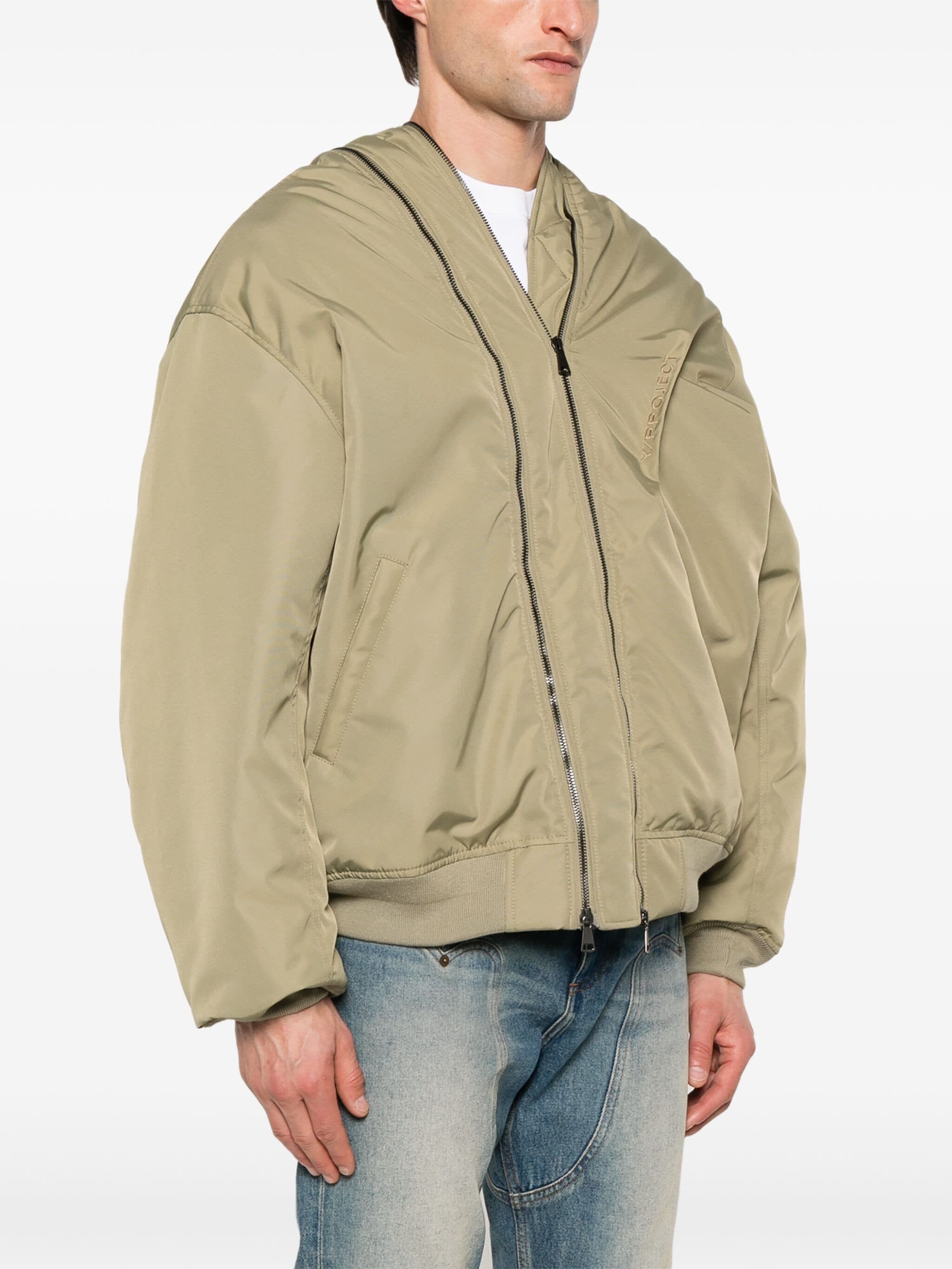 Y/Project o1s22i1n0924 Double Zipper Closure Bomber Jacket in Khaki Size M / US 6-8 / IT 42-44 - 4 Thumbnail