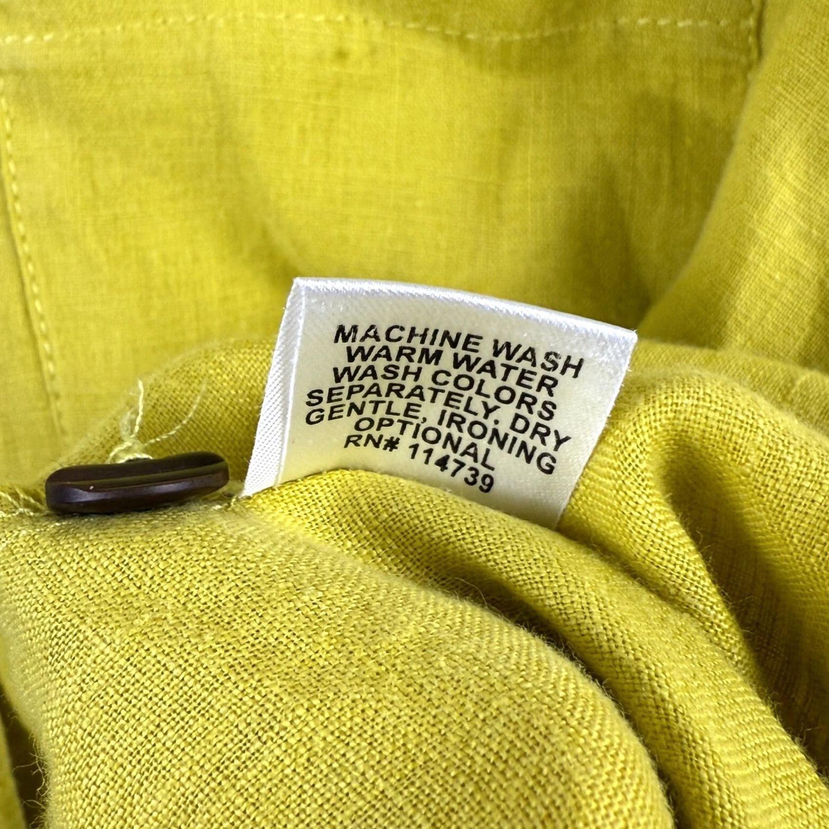 FLAX FLAX Blouse Tunic Top Linen Yellow Small Button Down Long Sleeve Collared Women Shirt Blouse Fashion Size S / US 4 / IT 40 - 6 Thumbnail